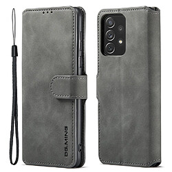 Etui en PU DG.MING style rétro, antichoc, fermoir magnétique avec support gris pour votre Samsung Galaxy A73 5G