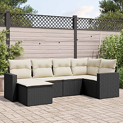 Maison Chic Salon de jardin 6 pcs avec coussins | Ensemble de Table et chaises | Mobilier d'Extérieur noir résine tressée -GKD32889