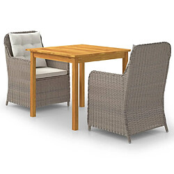 Maison Chic Ensemble de salle à manger de jardin 3 pcs,Table et chaises d'extérieur Marron -GKD590672