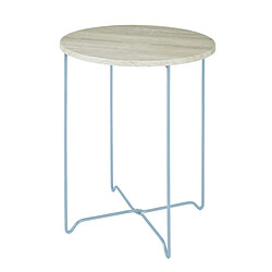 Pegane Table d'appoint coloris alu-chêne en MDF - H 52 x Ø 40 cm