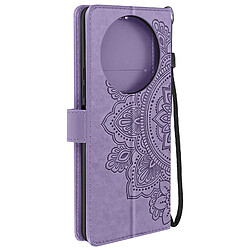 Avizar Étui Mandala Fleurs pour Xiaomi Redmi A3 Portefeuille Support Dragonne Violet Clair