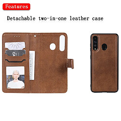 Acheter Wewoo Housse Coque Pour Galaxy A60 Étui de protection à rabat horizontal de couleur unie avec support et fentes cartes et portefeuille et cadre photo et lanière marron