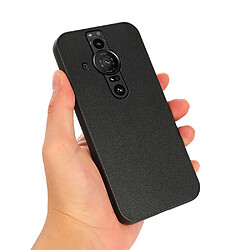 Coque en TPU + cuir véritable noir pour votre Sony Xperia Pro-I