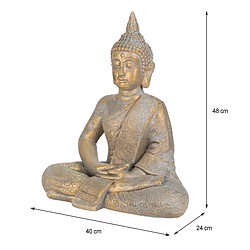 Ecd Germany Statue Bouddha jardin décoration intérieur extérieur feng shui en pierre 48 cm pas cher