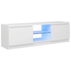 Maison Chic Meubles TV avec lumières LED - Banc TV pour salon Blanc 120x30x35,5 cm -MN23847