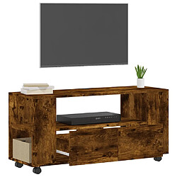 Acheter Maison Chic Meuble TV scandinave - Banc TV pour salon chêne fumé 102x34,5x43 cm bois d'ingénierie -MN63813