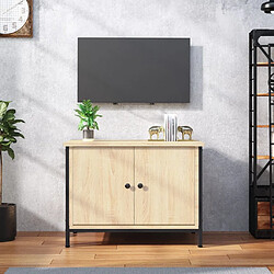 Maison Chic Meuble TV scandinave - Banc TV pour salon avec portes chêne sonoma 60x35x45cm bois d'ingénierie -MN57332