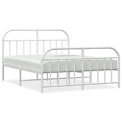 Maison Chic Lit adulte - Lit simple Cadre de lit métal avec tête de lit/pied de lit,Structure du lit Contemporain pour chambre blanc 150x200cm -MN24785