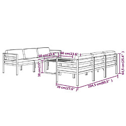 vidaXL Salon de jardin 7 pcs avec coussins Aluminium Anthracite pas cher