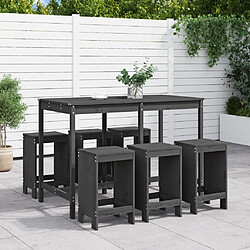 Maison Chic Table de bar et chaises d'extérieur 7 pcs,Ensemble de bar de jardin pour relax gris bois de pin massif -GKD123438