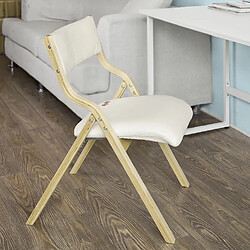 SoBuy FST40-W Chaise pliante en bois avec assise rembourrée Chaise pliable pour Cuisine