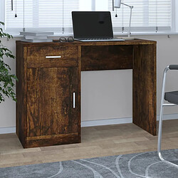 vidaXL Bureau avec tiroir et armoire Chêne fumé 100x40x73 cm