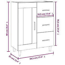 vidaXL Buffet Blanc brillant 69,5x34x90 cm Bois d'ingénierie pas cher