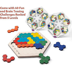 Acheter Universal Puzzle hexagone en bois pour les enfants adultes forme du bloc de motif de tangram cerveau