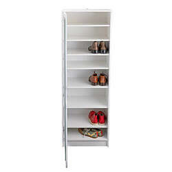 Pegane Meuble à chaussure en bois MDF coloris blanc - longueur 58 x profondeur 40 x hauteur 189,5 cm