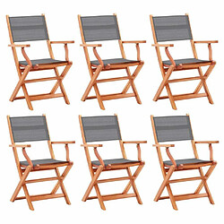 Maison Chic Lot de 6 Chaises pliables de jardin - Fauteuil d'extérieur gris eucalyptus et textilène -MN53101