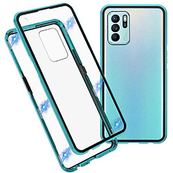 Coque en métal absorption magnétique, double face, vert pour votre Oppo Reno6 Z