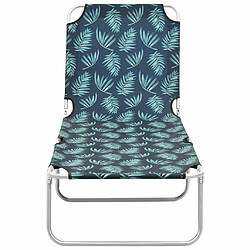 Maison Chic Chaise longue pliable de jardin | Bain de soleil Relax | Transat acier et tissu motif de feuilles -GKD71540