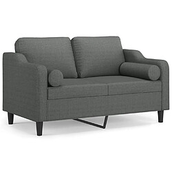 Maison Chic Canapé 2 places avec oreillers,Sofa de Salon,Canapé droit gris foncé 120 cm tissu -GKD252872