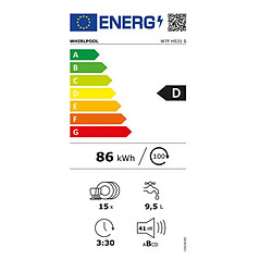 Lave-vaisselle 60cm 15 couverts 41db inox - W7FHS31S - WHIRLPOOL