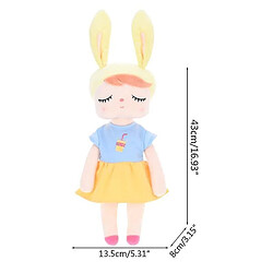 Universal Rabbit 43 cm, jouet en peluche, oreilles roses, portant une robe en velours de cristal doux endormi (jaune en jaune¼