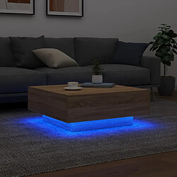 Avis vidaXL Table basse avec lumières LED chêne sonoma 80x80x31 cm