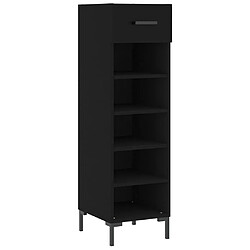 Maison Chic Armoire à Chaussures Noir,Meuble de Rangement à Chaussures 30x35x105 cm bois d'ingénierie -MN15264