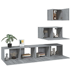 Acheter Maison Chic Ensemble de meubles TV 4 pcs | Banc TV Moderne pour salon | Meuble de Rangement - Sonoma gris Bois d'ingénierie -MN69706