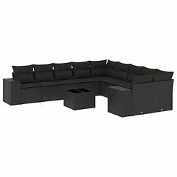 Maison Chic Salon de jardin 11 pcs avec coussins, Ensemble Tables et chaises d'extérieur noir résine tressée -GKD592514