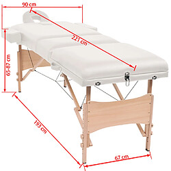 vidaXL Table de massage pliable et tabouret 10 cm d'épaisseur Blanc pas cher