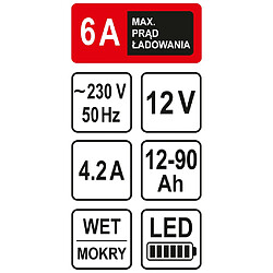 Avis Sthor Chargeur de batterie avec LED 12V 6A 90Ah