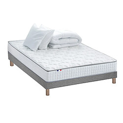 Idliterie Pack ASTRE Ensemble Matelas Ressorts + Sommier + Couette + Oreillers - Made in France