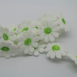 Avis 2 Pièces 1 Yard Daisy Fleur Brodé Applique Ruban Dentelle Garniture Couture Artisanat