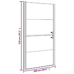 vidaXL Porte de douche 100x178 cm Verre trempé demi-dépoli Noir pas cher