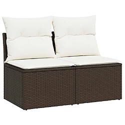 vidaXL Salon de jardin avec coussins 2pcs marron résine tressée acacia