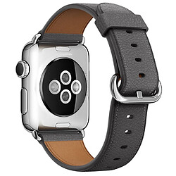 Avis Wewoo Bracelet en cuir avec bouton de montre classique pour Apple Watch séries 3 et 2 & 1 38 mm Gris