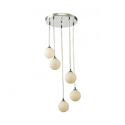 Acheter Luminaire Center Suspension Federico Chrome poli,verre opale 5 ampoules 150cm