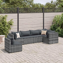 vidaXL Salon de jardin 6 pcs avec coussins Gris Résine tressée