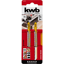 2 Lames de scies sauteuses, pour le travail du bois, DOWN CUT, HCS Queue à simple accroche KWB