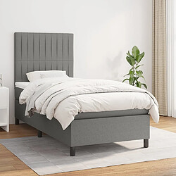 Maison Chic Lit Adulte - Lit simple Lit à sommier tapissier et matelas moelleux - Meuble de Chambre - Gris foncé 90x190 cm Tissu -MN36178