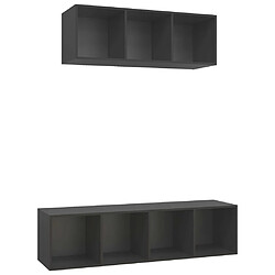 Maison Chic Ensemble de meubles TV 2 pcs pour salon - Gris Aggloméré -MN12205