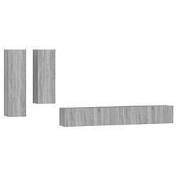 Maison Chic Ensemble de meubles TV 4 pcs | Banc TV Moderne pour salon | Meuble de Rangement - Sonoma gris Bois d'ingénierie -MN56860