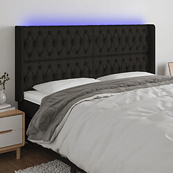 Maison Chic Tête de lit scandinave à LED,meuble de chambre Noir 203x16x118/128 cm Tissu -MN16067