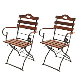 Decoshop26 2x chaises de jardin pliante pour extérieur jardin balcon en bois 04_0000191