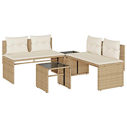 vidaXL Salon de jardin avec coussins 4 pcs beige résine tressée