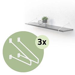 ML DESIGN MODERN LIVING Lot de 6 supports d'étagère murale console décorative en acier blanc 265x180 mm