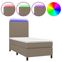 Maison Chic Lit adulte- Lit + matelas,Sommier à lattes de lit et matelas et LED Taupe 90x200 cm Tissu -GKD49592