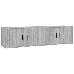 Maison Chic Lot de 2 Meubles TV muraux Banc TV suspendus pour salon sonoma gris 80x34,5x40 cm -MN47277