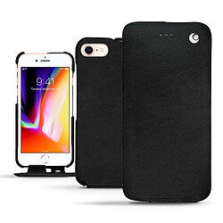 Housse cuir Apple iPhone 8 - Rabat vertical - Negre poudro ( Pantone #111212 ) - NOREVE