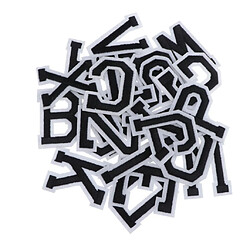 26pcs Couture Patch De Broderie Fer Sur Motif De L'Alphabet Applique Blanc Noir pas cher